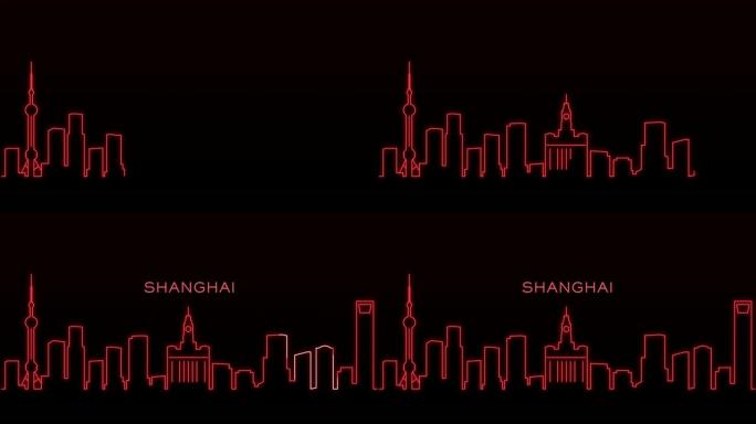 上海光线天际线动画与文字