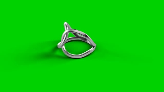 无限形状的银环3d渲染绿色屏幕