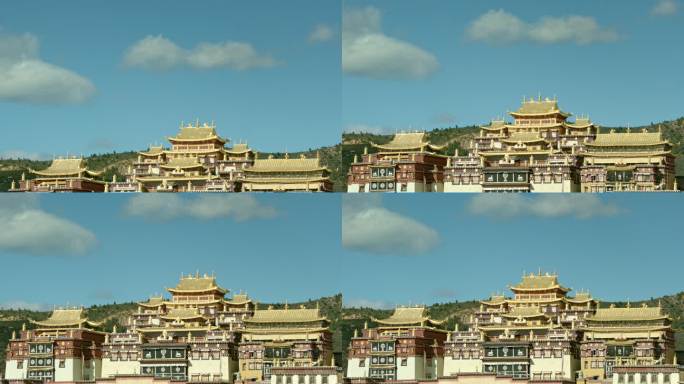 蓝天白云下的香格里拉松赞林寺
