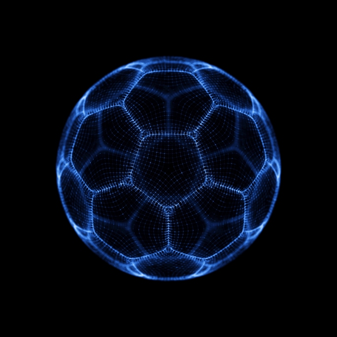 科技感全息3D网格足球 循环 带透明通道