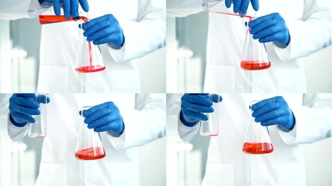 科学家滴红色液体物质