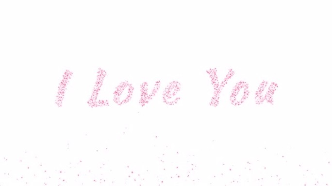 我爱你短信。粉红色的花瓣孤立在白色上。