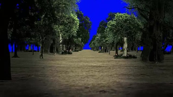 蓝色屏幕背景上的森林