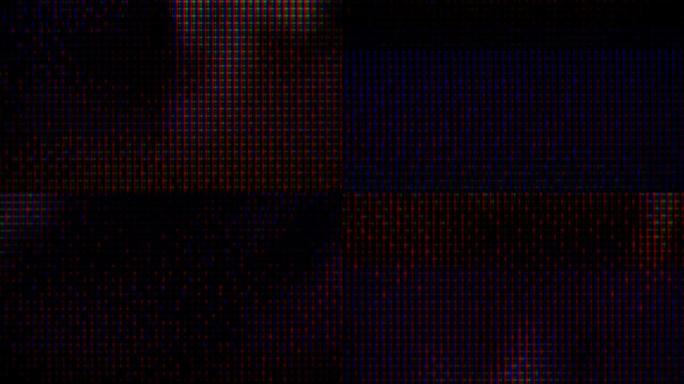 电影放映期间电视上的RGB像素，微距，特写