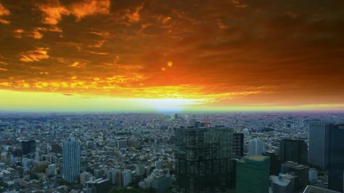 东京都政府大楼的延时日落