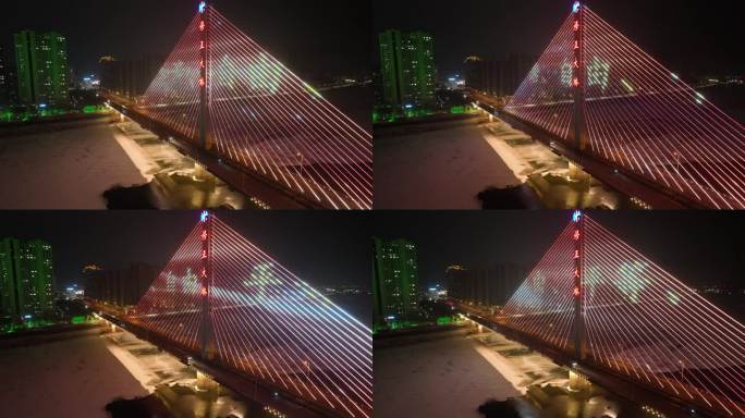 原创 辽宁通化市修正大桥城市夜景航拍风光