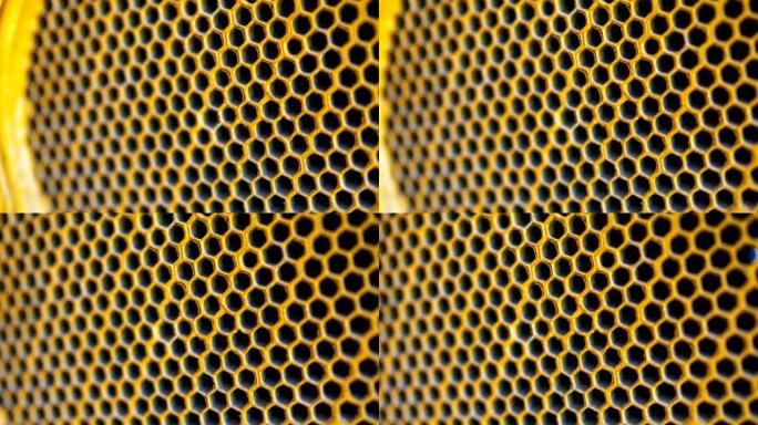 金属黄色蜂窝纹理，六边形图案，抽象金属纹理