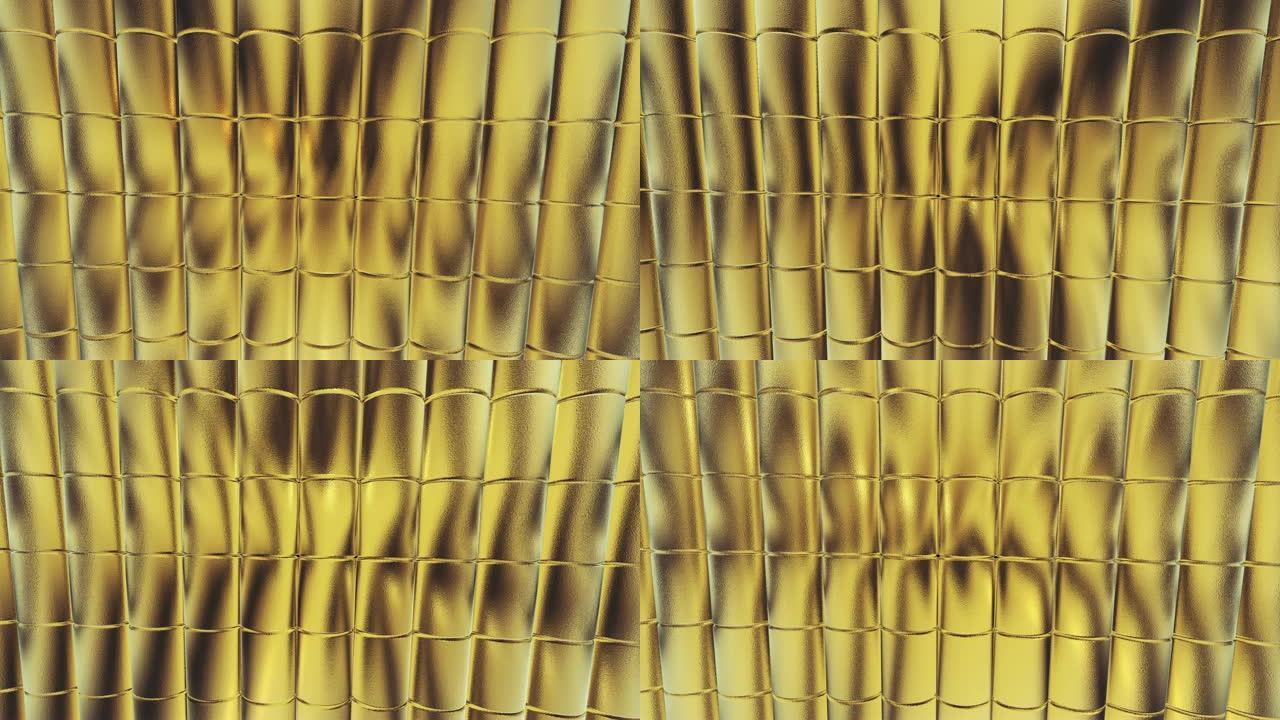 金箔瓷砖纹理无缝循环背景3D渲染