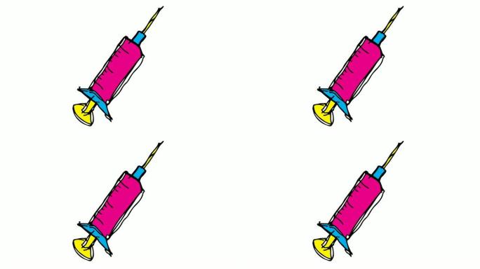 儿童画以注射为主题的白色背景