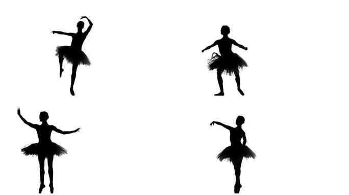 芭蕾舞女演员的芭蕾舞演员展示了她的技巧，轮廓，慢动作