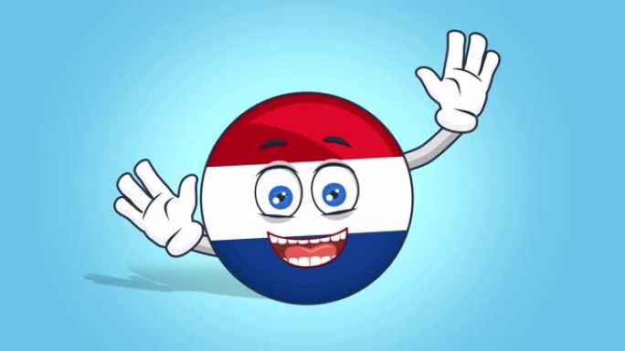 卡通图标旗荷兰荷兰快乐快乐与阿尔法哑光面部动画