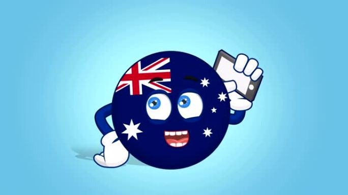 卡通图标旗澳大利亚电话与阿尔法哑光动画