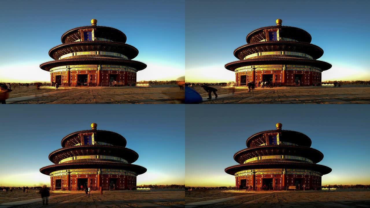 中国北京-2014年11月1日: 中国北京天坛日落时的启年殿特写