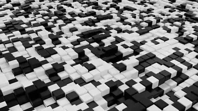 由可移动的立方体制成的黑白背景。