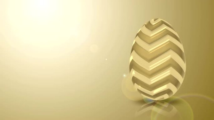 金色复活节彩蛋，图案在聚光灯背景上无缝循环动画