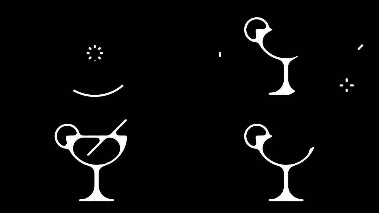 鸡尾酒食谱黑板线动画与阿尔法