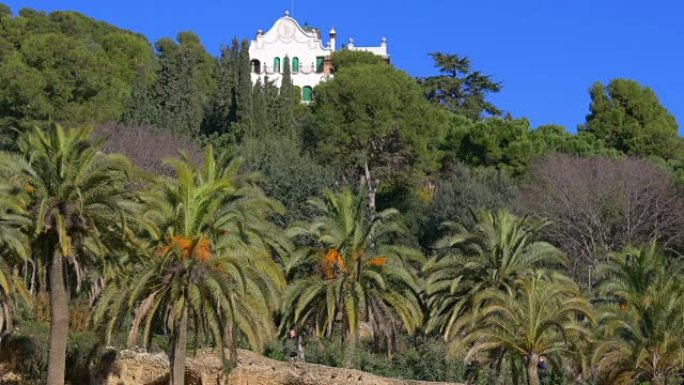 巴塞罗那阳光日盖尔公园私人住宅景观4k西班牙