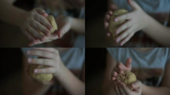 用手揉面团，在厨房的家中制作自制饼干