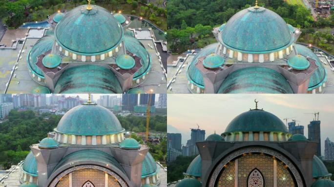 4k电影无人机飞越联邦清真寺或Wilayah清真寺，吉隆坡，马来西亚