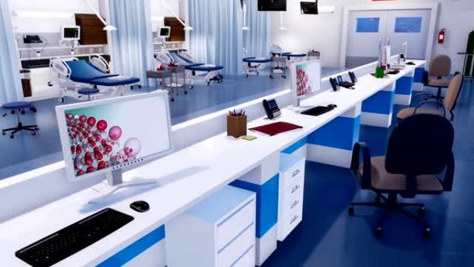 现代急诊室空空护士站3D动画