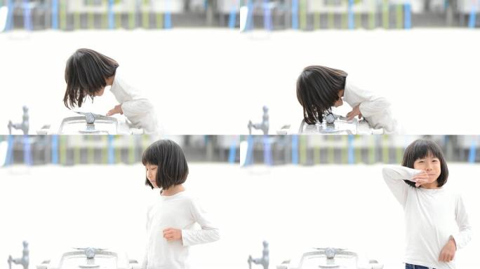 日本小女孩喝水