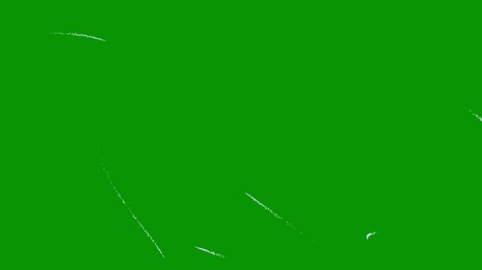 绿色屏幕背景上的导弹烟雾痕迹