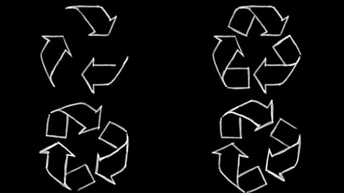 在黑色黑板上绘制的回收符号，是代表生态问题的理想素材