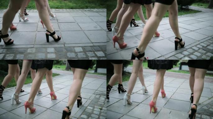 穿着高跟鞋走路的女人