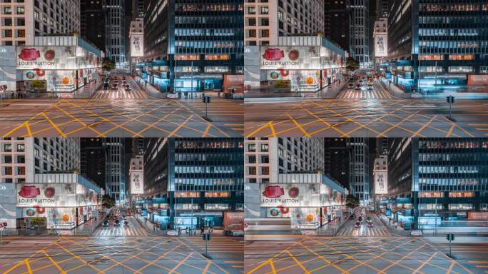 香港街景交通夜景延时