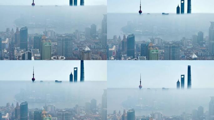 4K: 中国平流层云中的上海城市景观