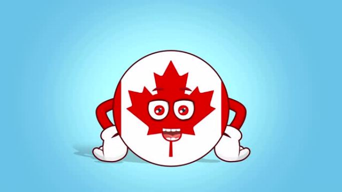 卡通图标旗帜加拿大发言人说话与阿尔法哑光与脸部动画