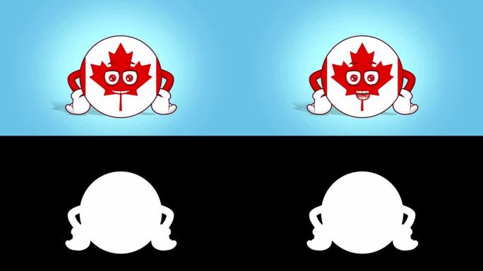 卡通图标旗帜加拿大发言人说话与阿尔法哑光与脸部动画