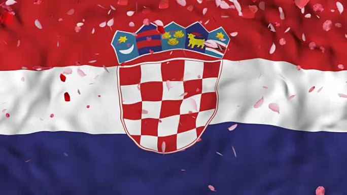 挥舞克罗地亚国旗背景，4k渲染，3D动画