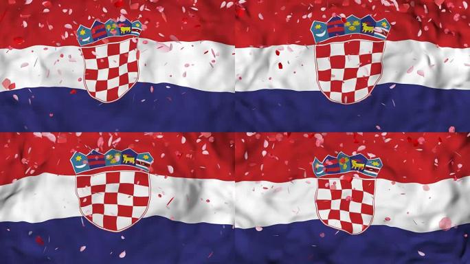 挥舞克罗地亚国旗背景，4k渲染，3D动画