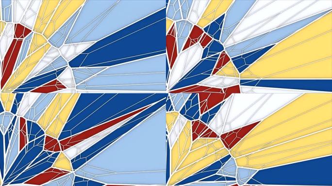 抽象几何运动图形背景。计算机生成的循环动画。多色三角形图案。3d渲染。4k UHD