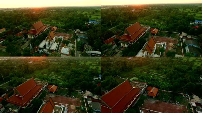 泰国首都曼谷寺庙外裙鸟瞰图