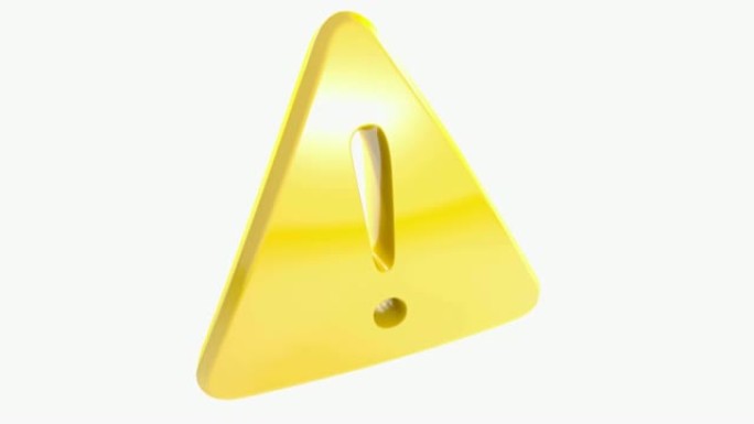 金黄色三角形危险标志-3D渲染插图