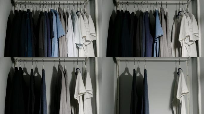 男性的衣服从房子里的衣柜里消失了 -- 停止运动