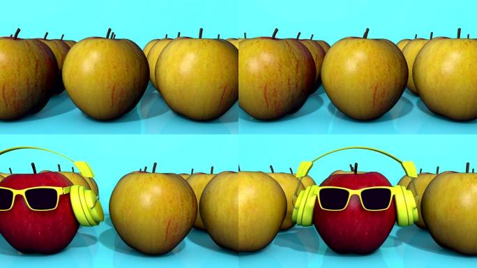 花式苹果的3D动画。