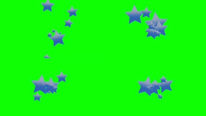 绿色背景，带有移动的星星