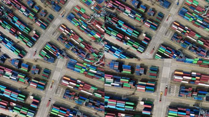 航拍港口集装箱整齐排列
