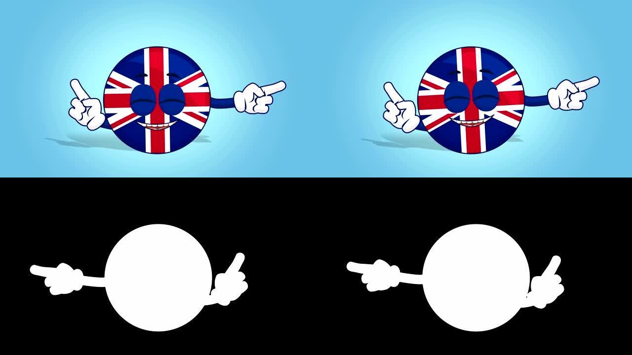 卡通英国英国与脸动画与阿尔法马特跳舞