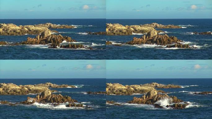 阳光明媚的日子，在布拉瓦海岸的西班牙沿海地区有许多岩石