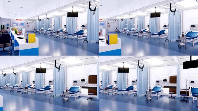 现代医院中空荡荡的急诊室内部