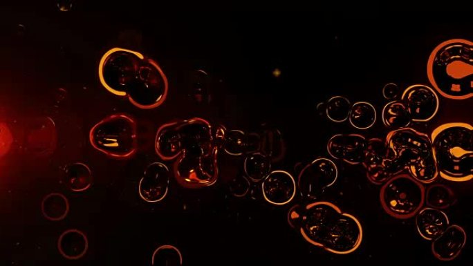 4k深橙色气泡抽象动画背景无缝循环。