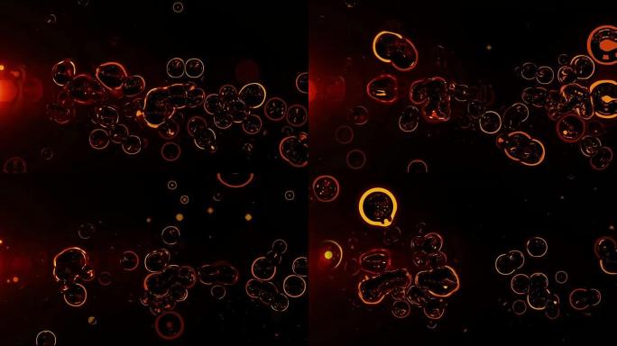 4k深橙色气泡抽象动画背景无缝循环。