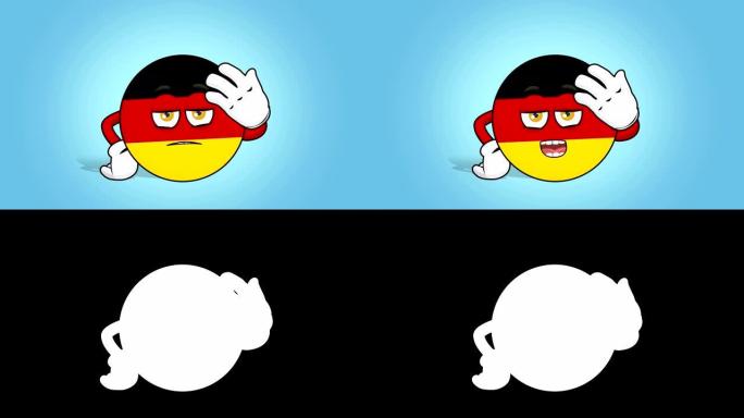 卡通图标标志德意志联邦共和国不高兴的烦恼用面部动画说话