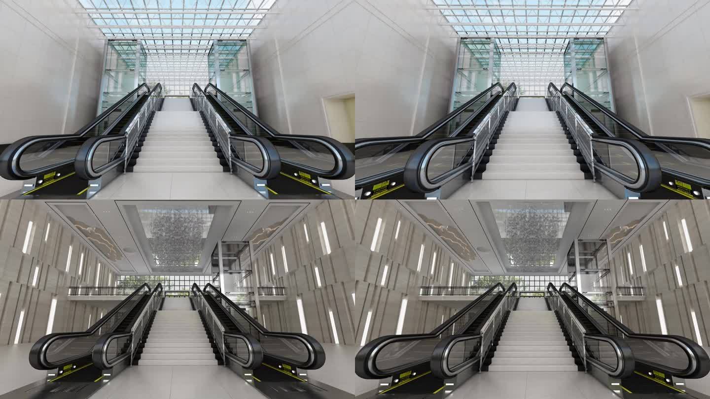 商场电动扶梯装修设计三维动画