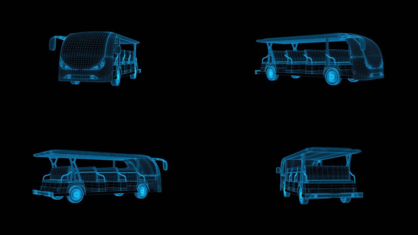 蓝色科技全息旅游车视频通道素材