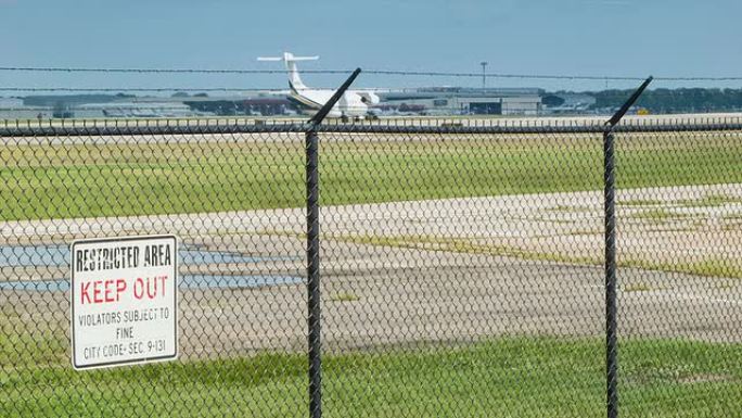 带私人飞机起飞的禁区机场围栏